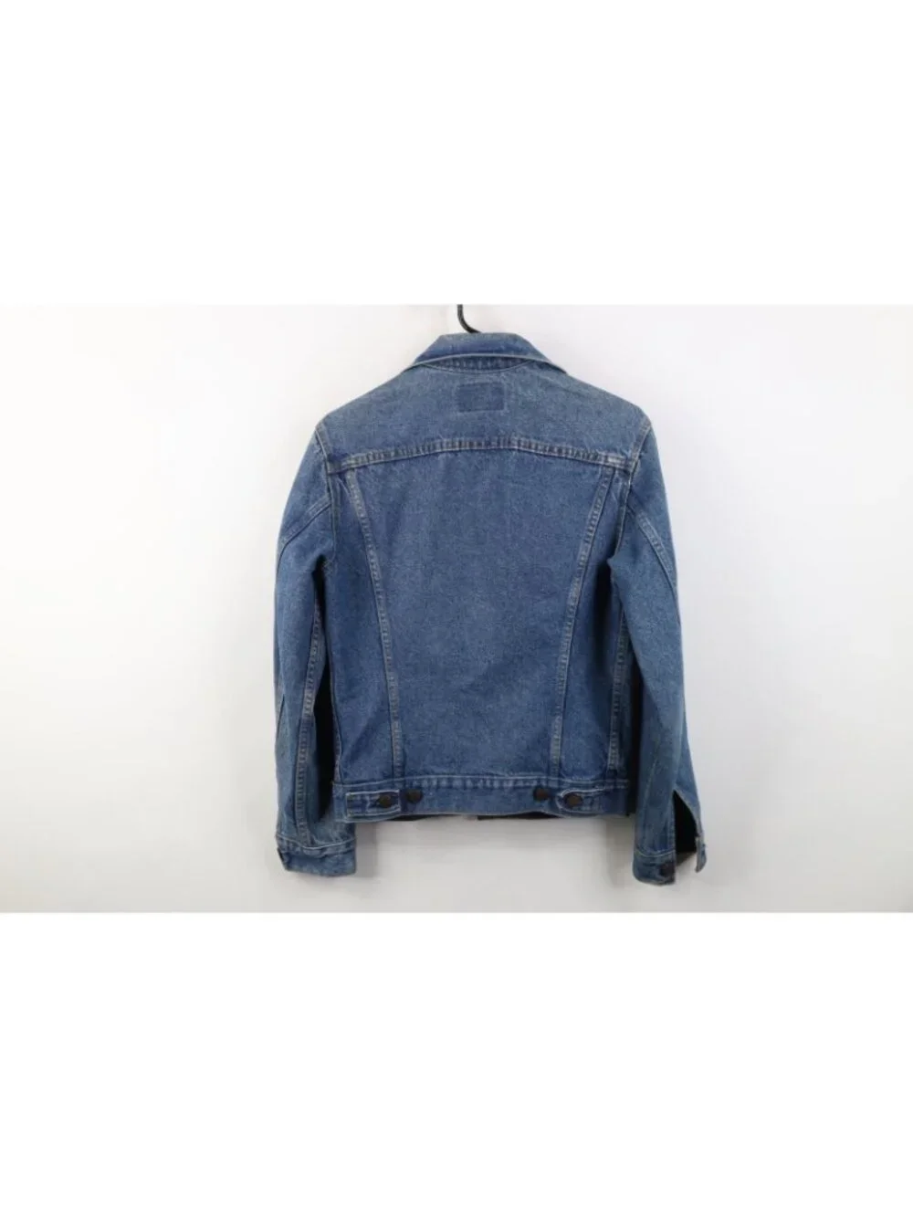 Vintage 80s Levis Mens 34 Distressed Type III Denim Jean Trucker Jacket Blue USA